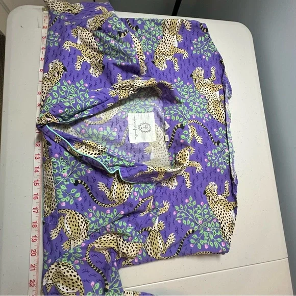 ANTHROPOLOGIE PRINTFRESH Violet Bagheera Cheetah Print Cropped Pajama Set Sz S - Picture 6 of 15